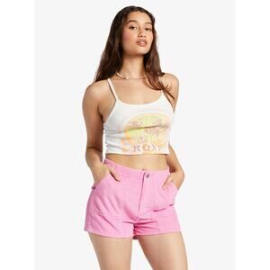 Roxy Women's Haleiwa Moment Cropped Ribbed Knit Tank Top in 2XL White